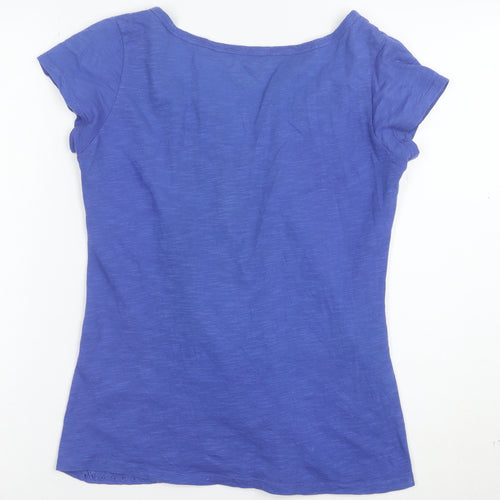 X-CAPE Women’s Blue Cotton Crochet Button T-Shirt Size S