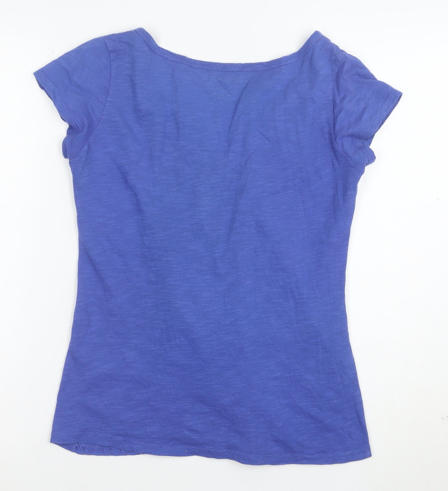 X-CAPE Women’s Blue Cotton Crochet Button T-Shirt Size S