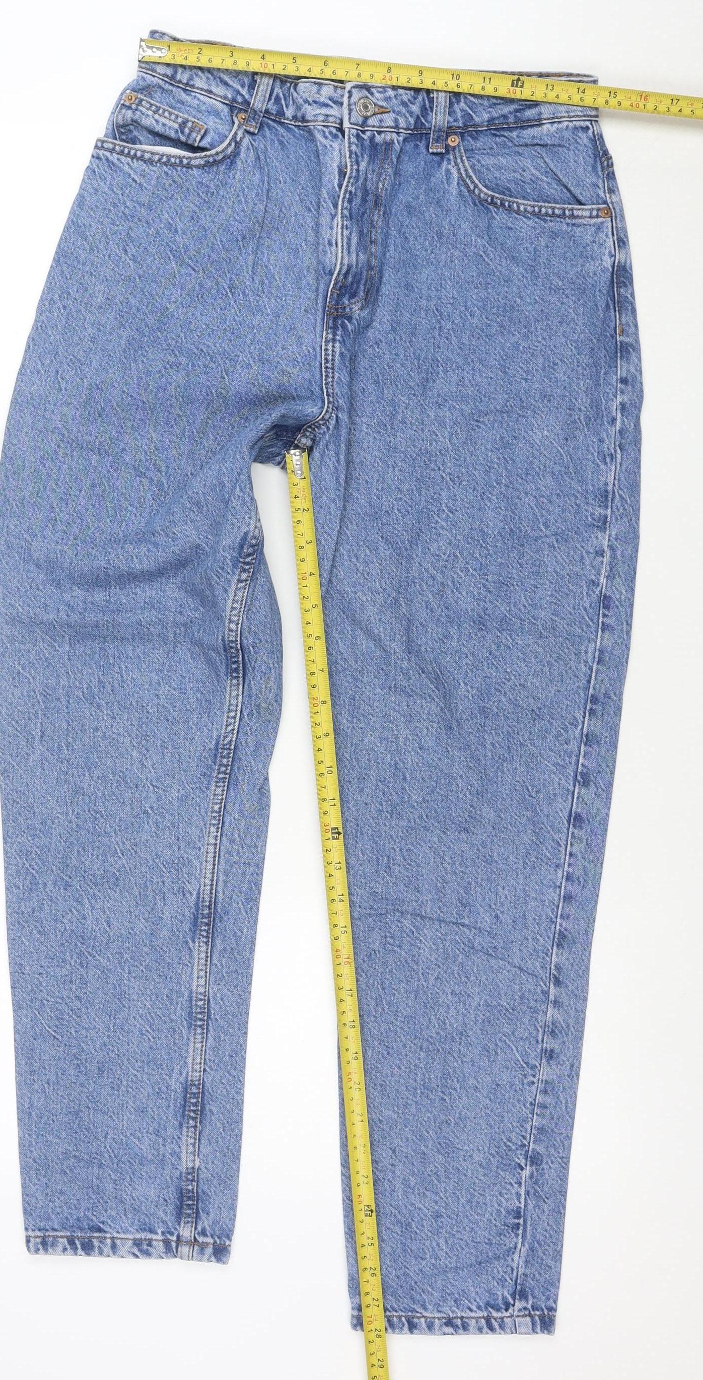 Primark Women’s Blue Acid Wash Mom Jeans Size 12 High Rise Denim