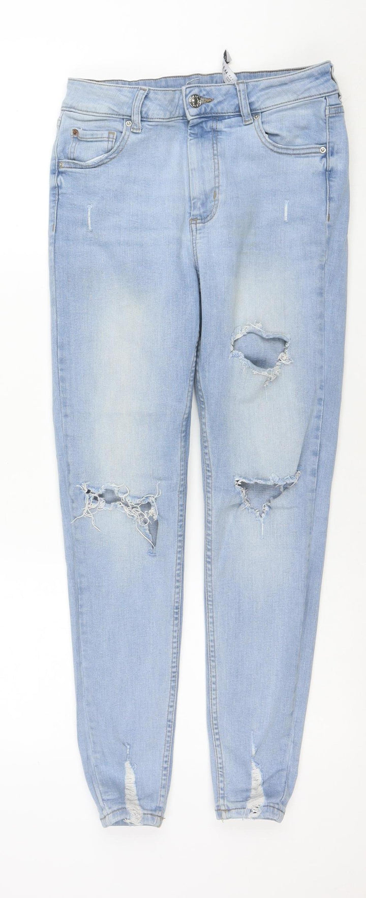 Denim Co. Women's Blue Size 12 Skinny Distressed Jeans