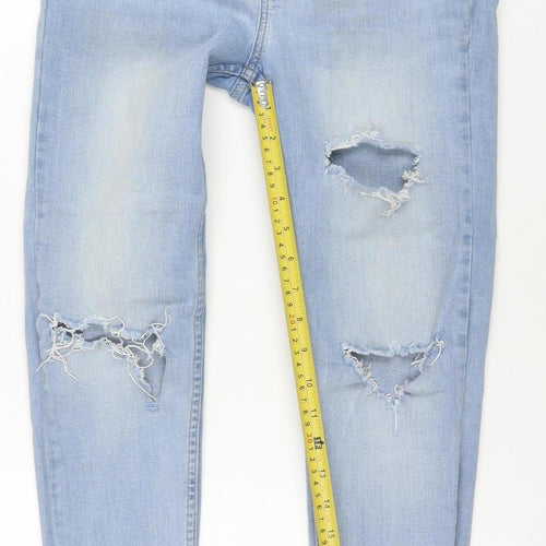 Denim Co. Women's Blue Size 12 Skinny Distressed Jeans
