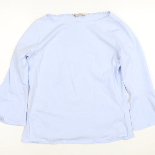 Hobbs Women Blue 3/4 Sleeve Cotton Boat Neck Blouse Size S