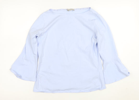 Hobbs Women Blue 3/4 Sleeve Cotton Boat Neck Blouse Size S
