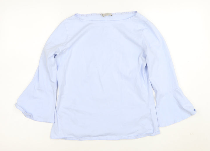Hobbs Women Blue 3/4 Sleeve Cotton Boat Neck Blouse Size S