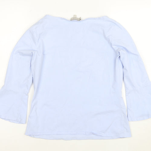 Hobbs Women Blue 3/4 Sleeve Cotton Boat Neck Blouse Size S