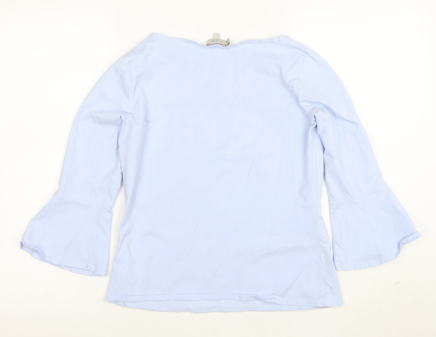Hobbs Women Blue 3/4 Sleeve Cotton Boat Neck Blouse Size S