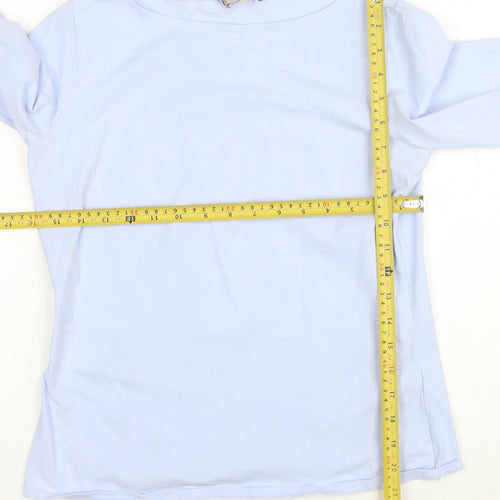Hobbs Women Blue 3/4 Sleeve Cotton Boat Neck Blouse Size S