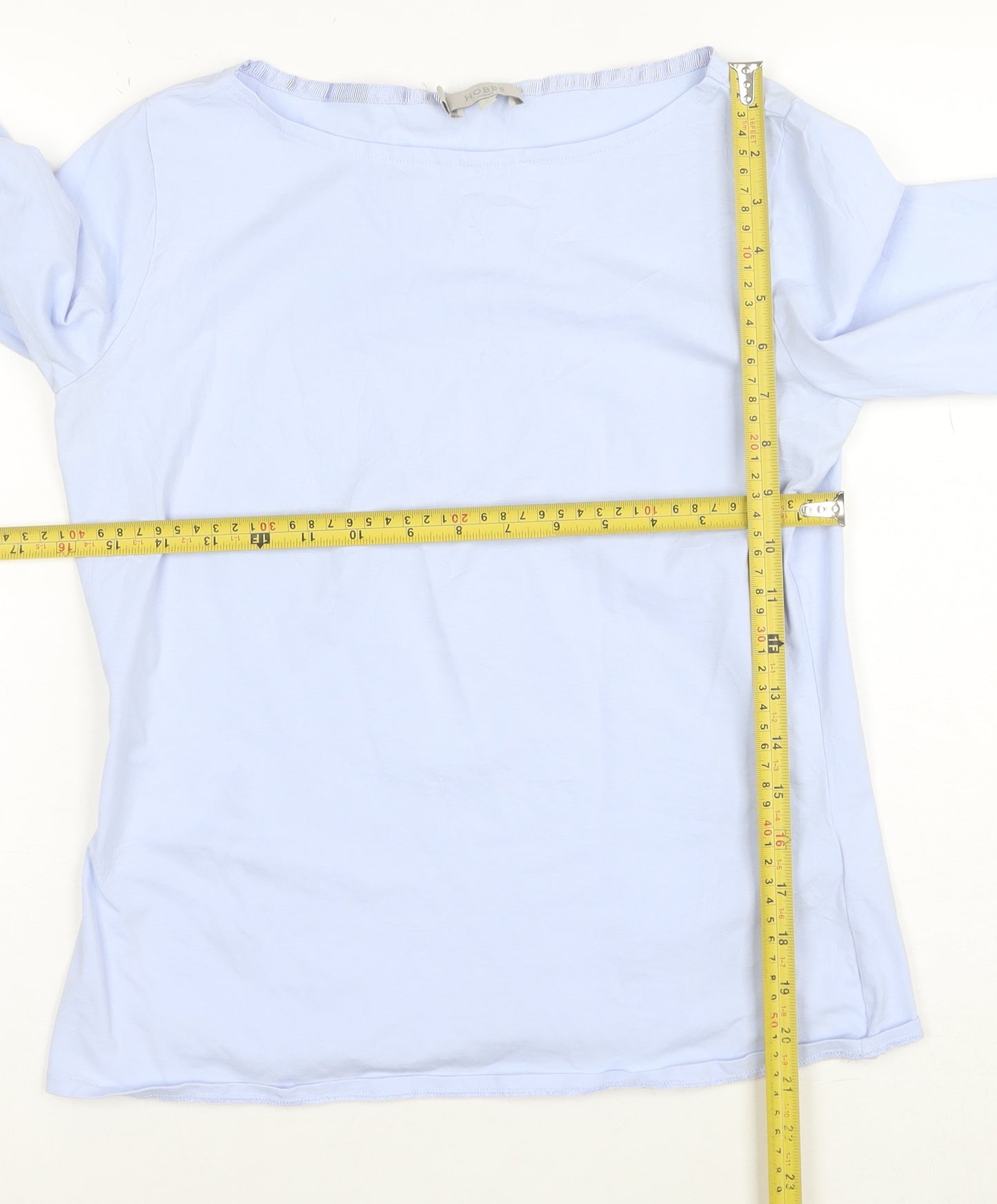 Hobbs Women Blue 3/4 Sleeve Cotton Boat Neck Blouse Size S