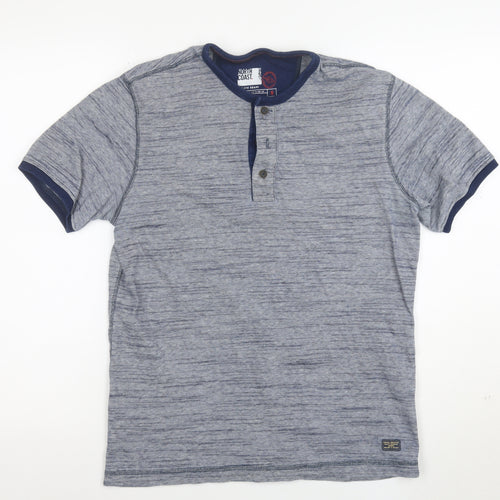Marks and Spencer Mens Blue Henley Polo Shirt Size S Cotton
