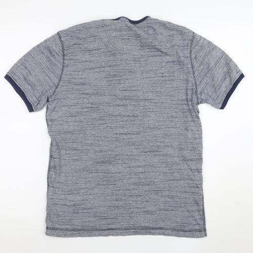 Marks and Spencer Mens Blue Henley Polo Shirt Size S Cotton