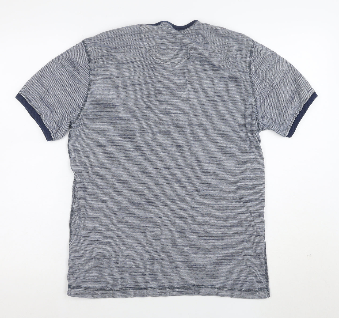 Marks and Spencer Mens Blue Henley Polo Shirt Size S Cotton