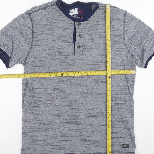 Marks and Spencer Mens Blue Henley Polo Shirt Size S Cotton