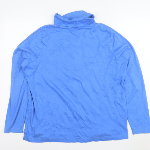 Lands' End Womens Blue Roll Neck Long Sleeve Cotton Top XL