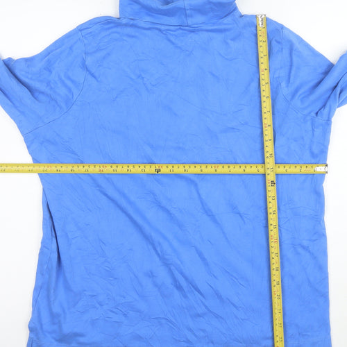 Lands' End Womens Blue Roll Neck Long Sleeve Cotton Top XL