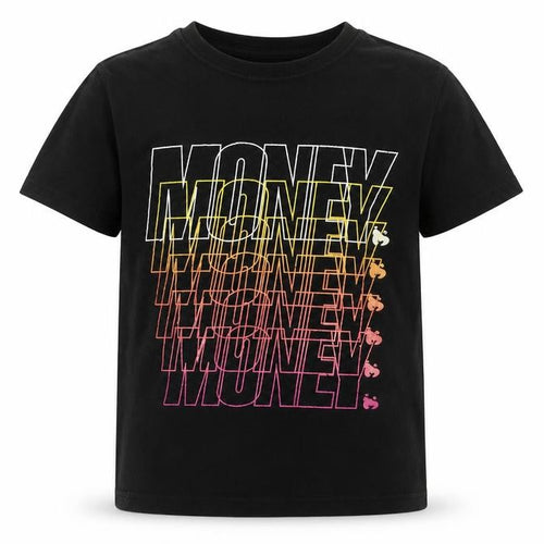Money Boys Black Graphic Print T-Shirt 11-12 Years Short Sleeve Cotton
