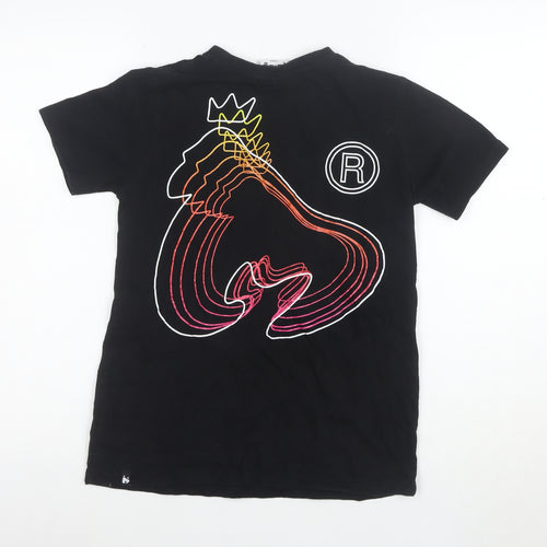 Money Boys Black Graphic Print T-Shirt 11-12 Years Short Sleeve Cotton