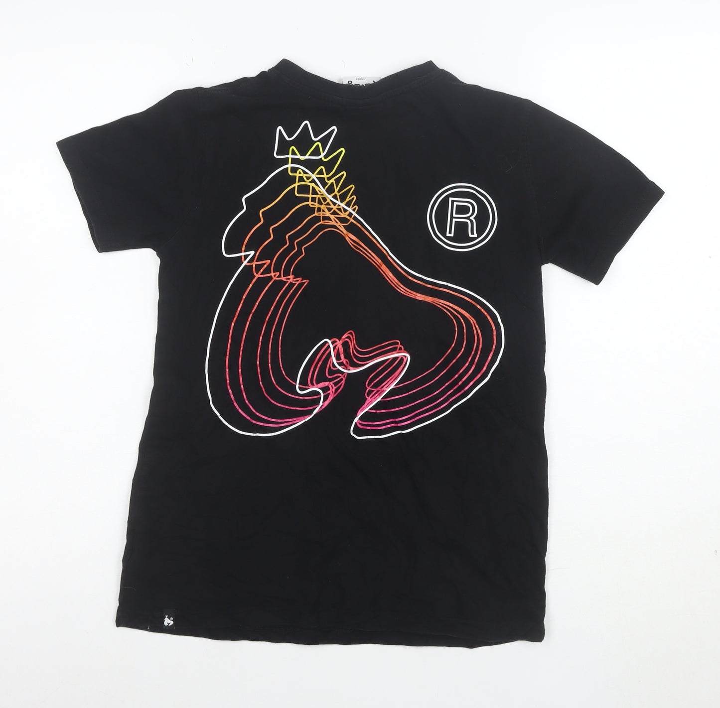 Money Boys Black Graphic Print T-Shirt 11-12 Years Short Sleeve Cotton