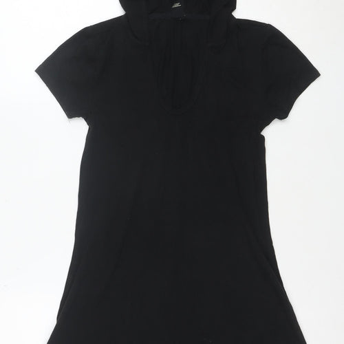 Forever 21 Women's Black S Short Sleeve Hooded T-Shirt Dress