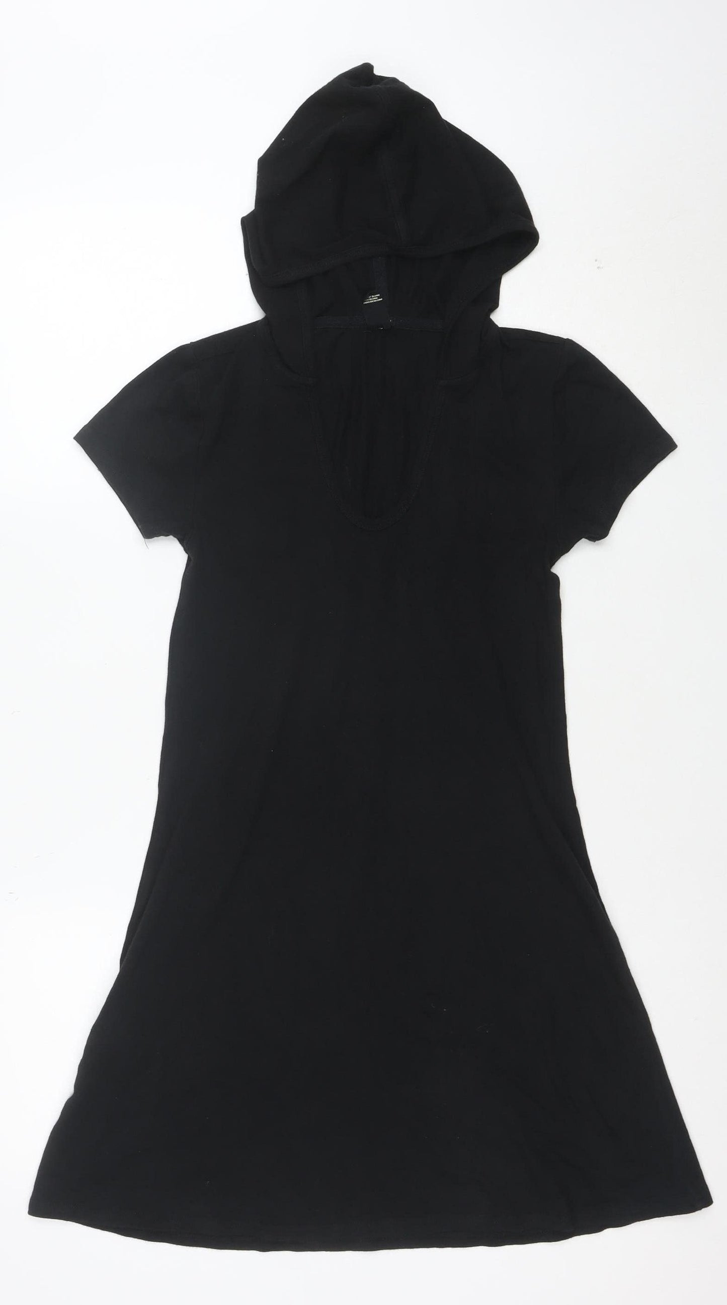 Forever 21 Women's Black S Short Sleeve Hooded T-Shirt Dress