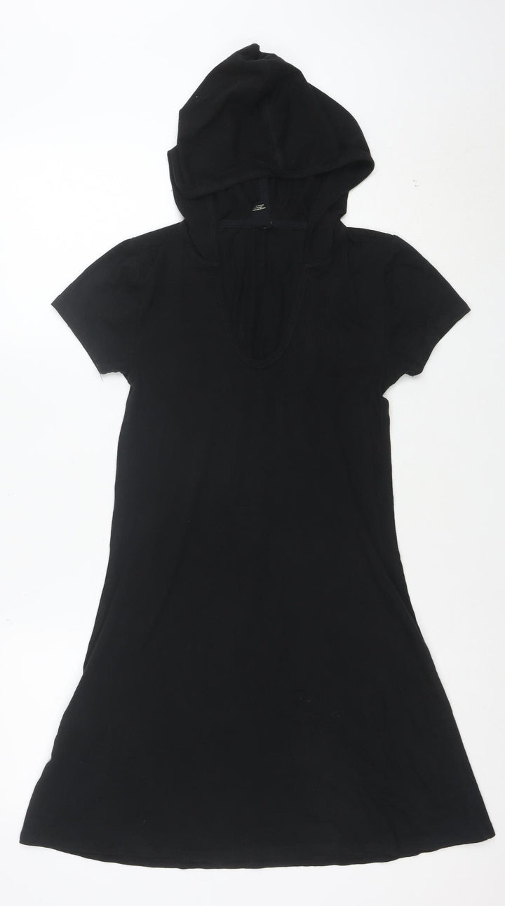 Forever 21 Women's Black S Short Sleeve Hooded T-Shirt Dress