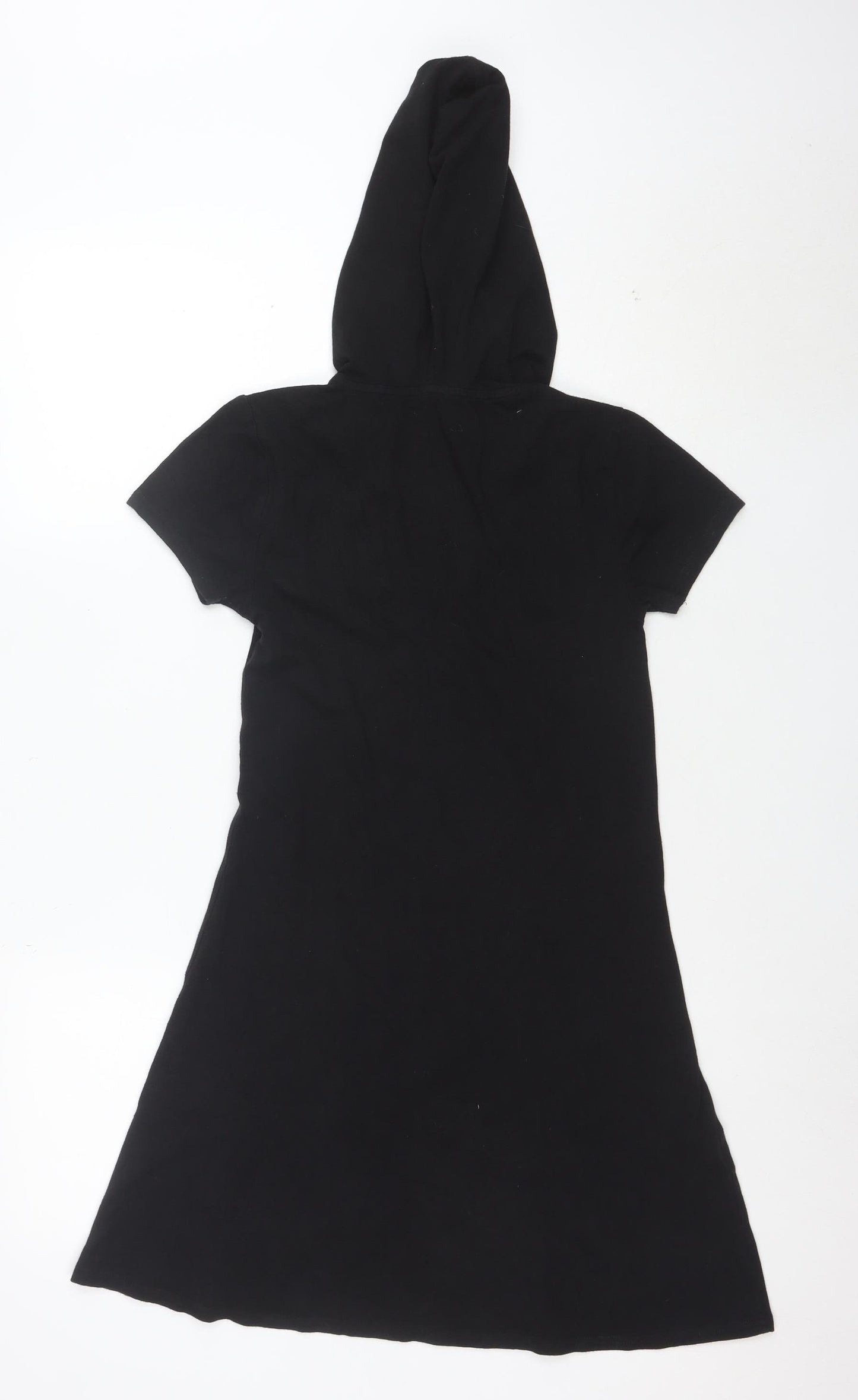 Forever 21 Women's Black S Short Sleeve Hooded T-Shirt Dress