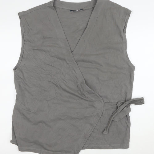 ASOS Women Grey Wrap Jersey Sleeveless Blouse Size L