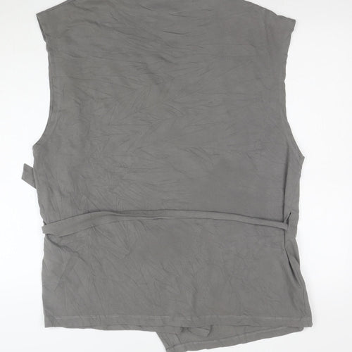 ASOS Women Grey Wrap Jersey Sleeveless Blouse Size L