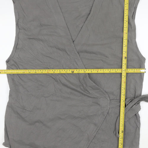 ASOS Women Grey Wrap Jersey Sleeveless Blouse Size L