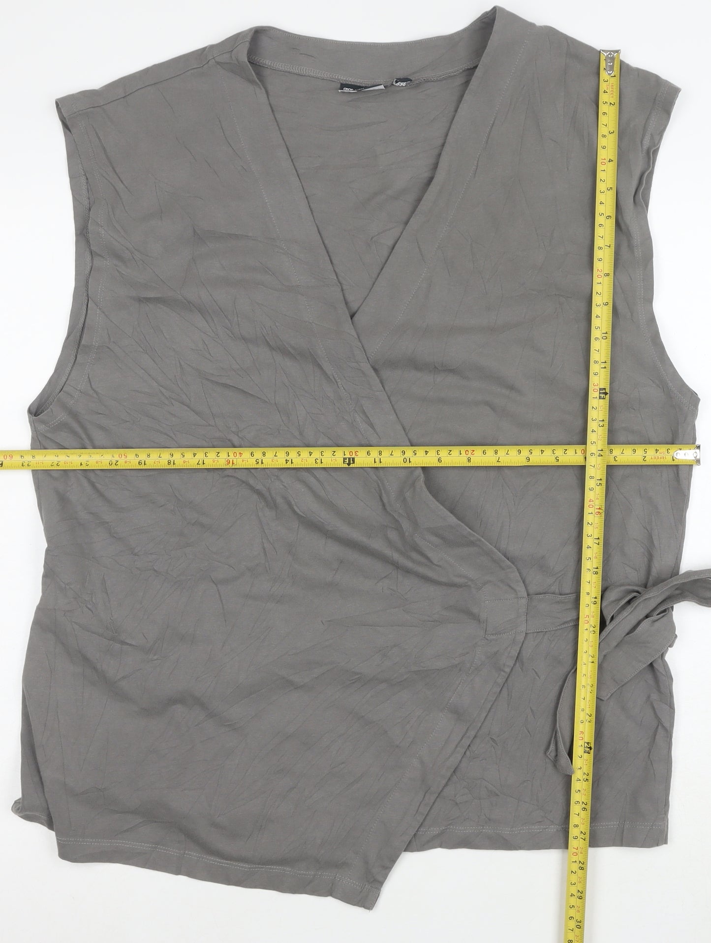 ASOS Women Grey Wrap Jersey Sleeveless Blouse Size L