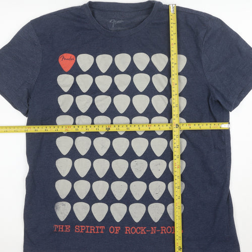 Fender Men's Blue Rock Graphic Crew Neck T-Shirt Size L