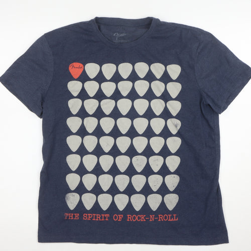 Fender Men's Blue Rock Graphic Crew Neck T-Shirt Size L