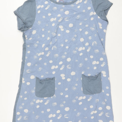 White Stuff Women’s Blue Polka Dot Jersey Shift Dress Size 14