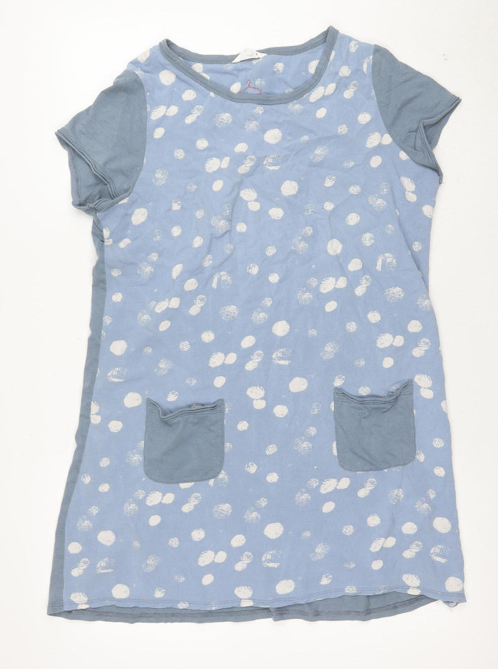 White Stuff Women’s Blue Polka Dot Jersey Shift Dress Size 14