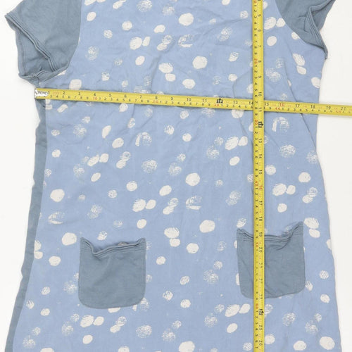 White Stuff Women’s Blue Polka Dot Jersey Shift Dress Size 14