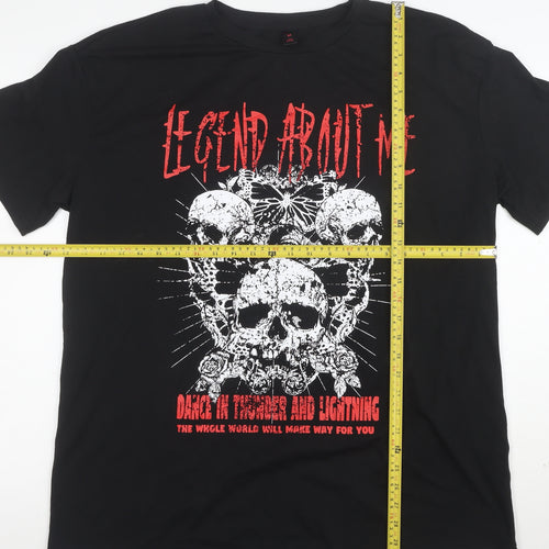 ROMWE Women’s Black Gothic Skull Graphic T-Shirt M Short Sleeve