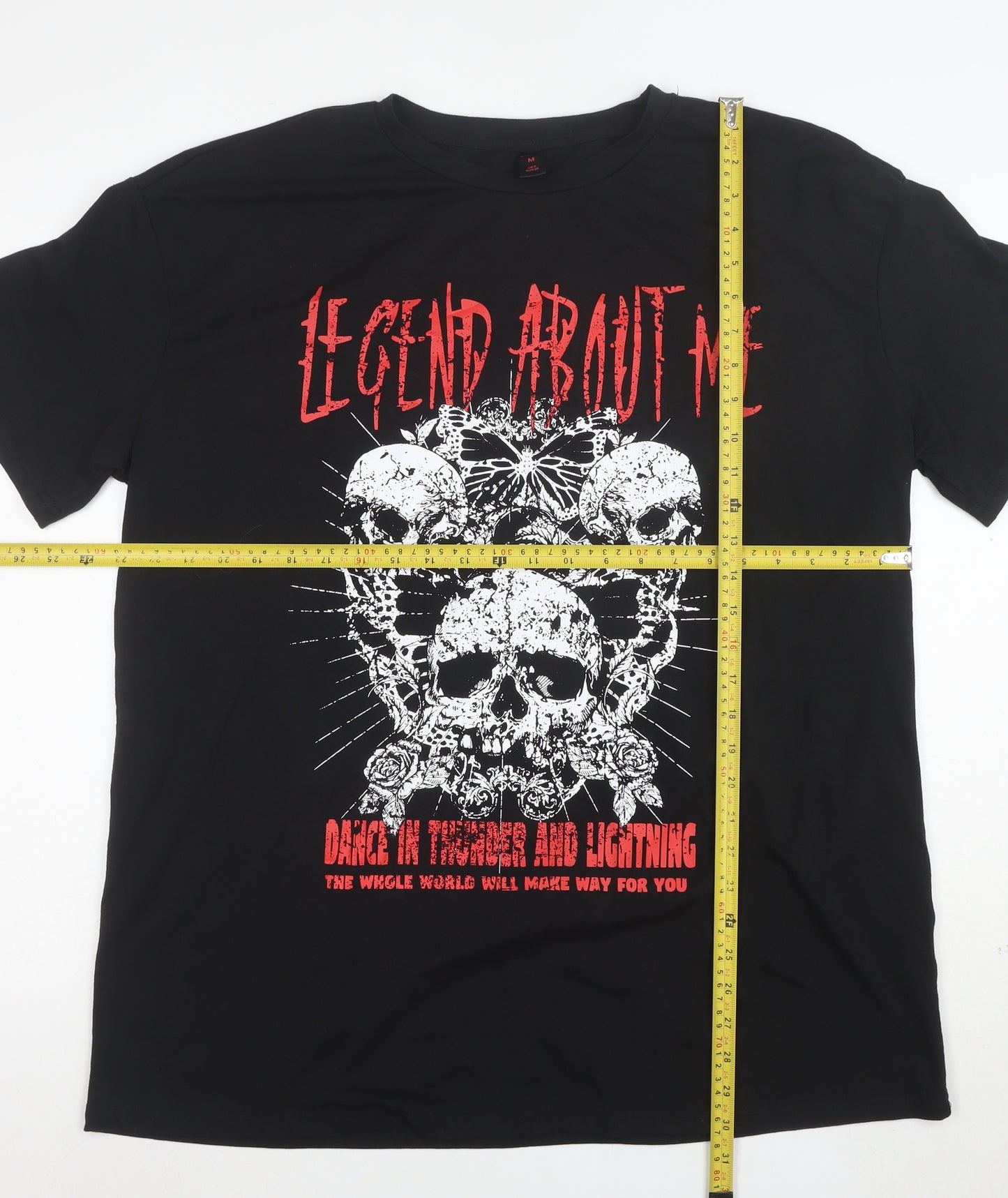 ROMWE Women’s Black Gothic Skull Graphic T-Shirt M Short Sleeve