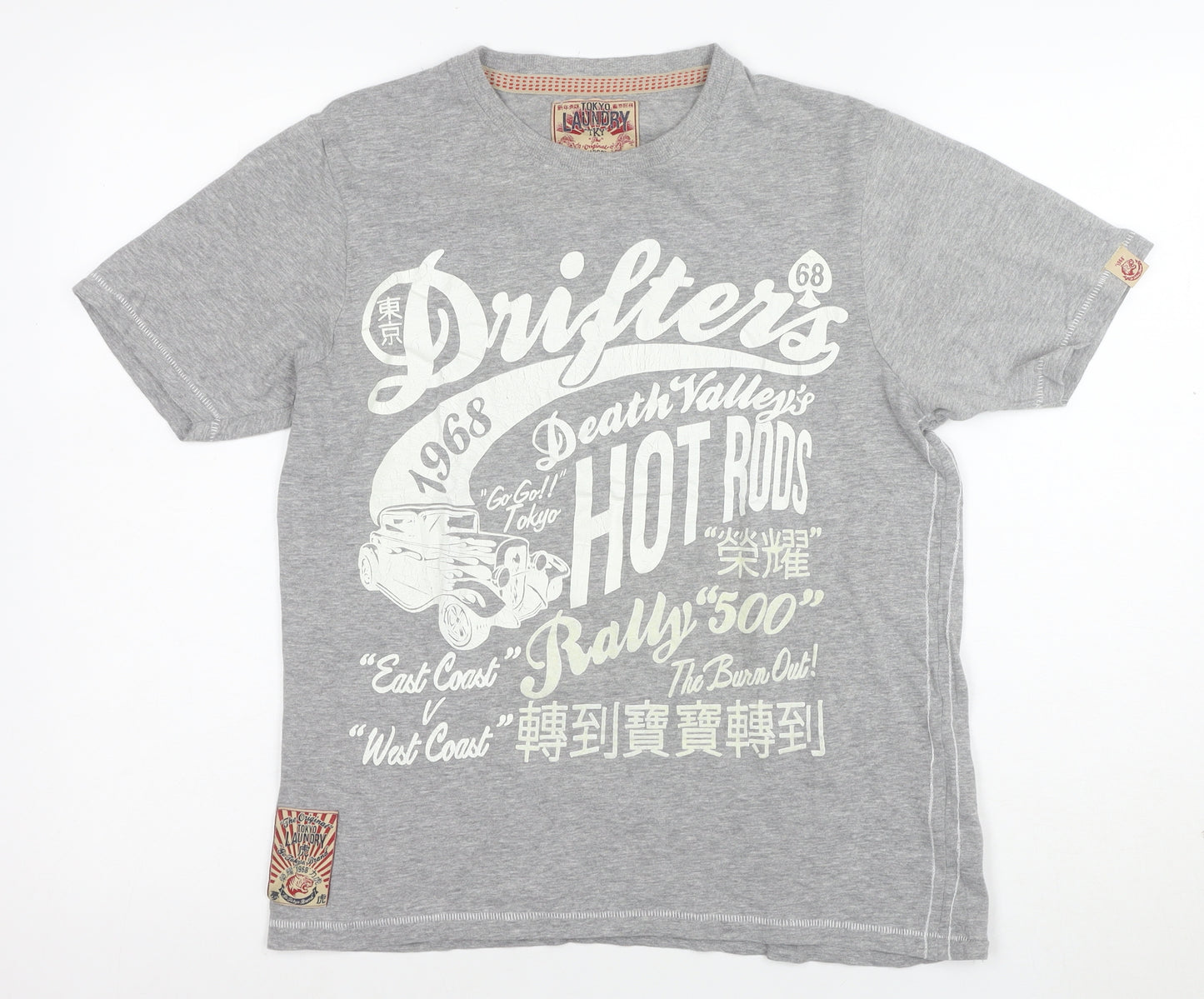 Tokyo Laundry Men's Grey Drifters Graphic Print T-Shirt Size Small
