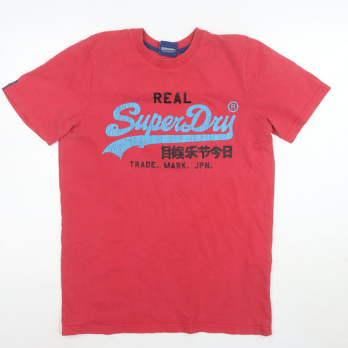 Superdry Men's Red Graphic Logo Cotton Crew Neck T-Shirt Size M