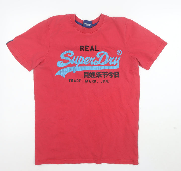 Superdry Men's Red Graphic Logo Cotton Crew Neck T-Shirt Size M