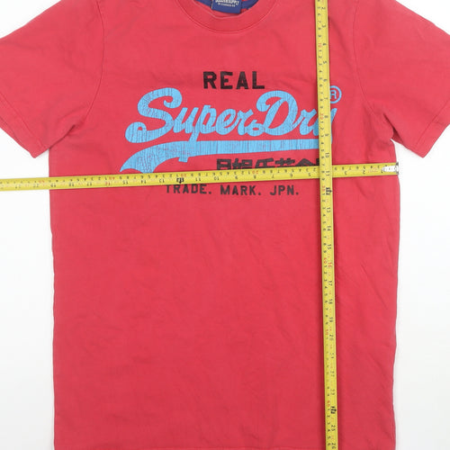 Superdry Men's Red Graphic Logo Cotton Crew Neck T-Shirt Size M