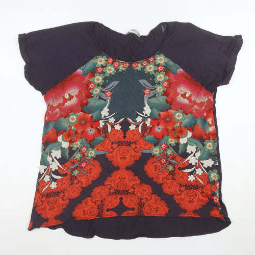 Marks and Spencer Womens Multicoloured Floral Viscose T-Shirt UK 16