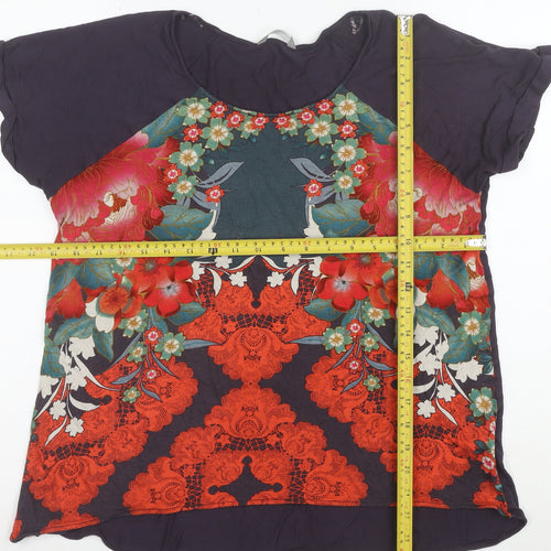 Marks and Spencer Womens Multicoloured Floral Viscose T-Shirt UK 16