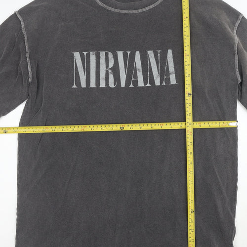 Topshop Women’s Grey Nirvana Graphic Cotton T-Shirt Size L
