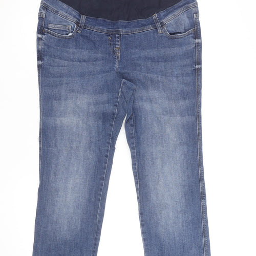 Next Maternity Women's Blue Straight Leg Jeans Size 16 High Rise Stretch