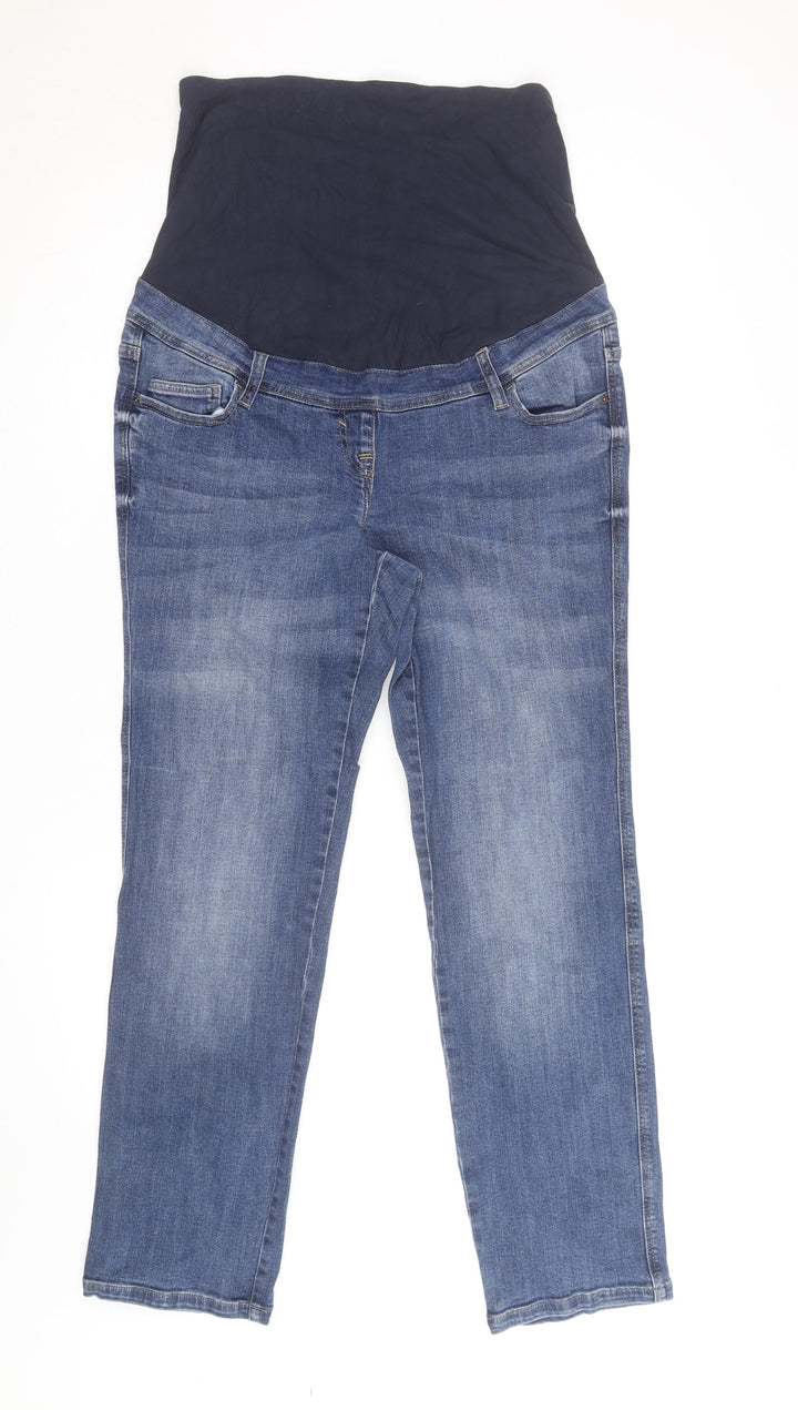 Next Maternity Women's Blue Straight Leg Jeans Size 16 High Rise Stretch