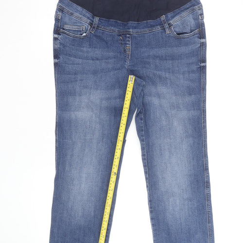 Next Maternity Women's Blue Straight Leg Jeans Size 16 High Rise Stretch