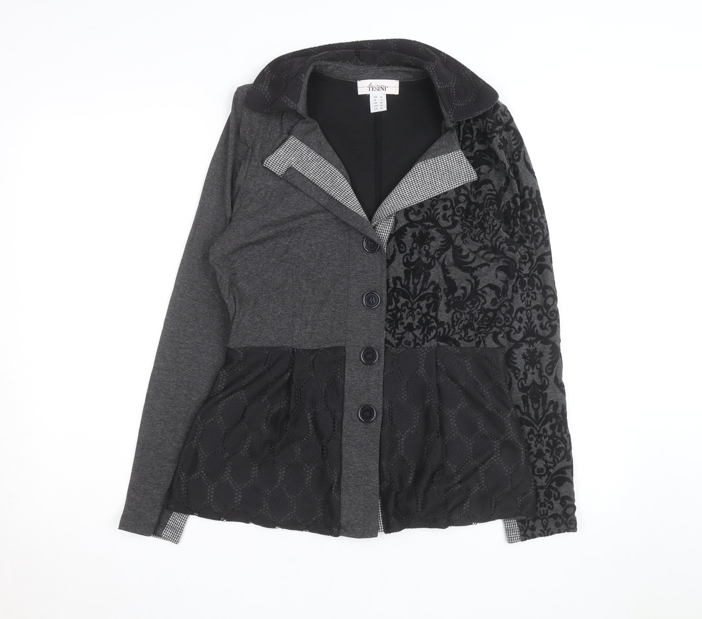 Linea Tesini Women's Grey Collared Button Cardigan Size 12