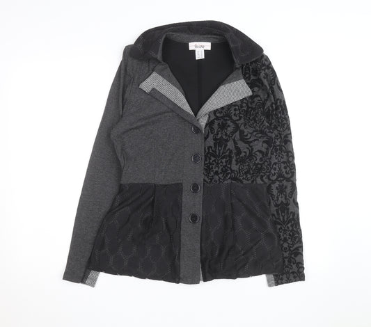 Linea Tesini Women's Grey Collared Button Cardigan Size 12