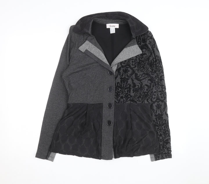 Linea Tesini Women's Grey Collared Button Cardigan Size 12
