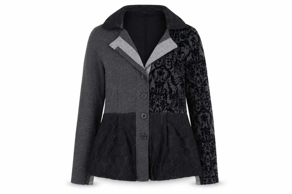Front view of Linea Tesini Women's Grey Collared Button Cardigan, size 12